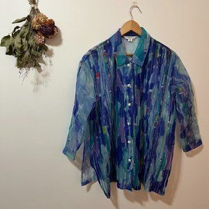 Vintage Rare 90s Givy Sheer Overshirt - Made in Japan - Size M/L